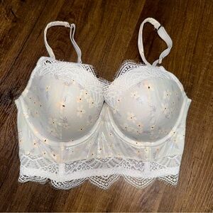 Victorias Secret Like New Dream Angels Lined Demi Longline Shimmer Bra